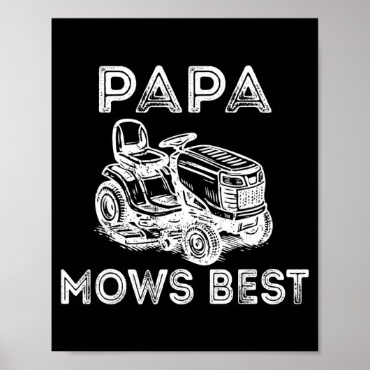 Poster Papa Mows Funny Lawn Mower Father's Day Grandpa (Devant)