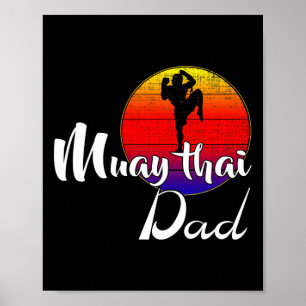 Poster Papa Muay Thai Vintage Rétro Coucher de soleil Drô