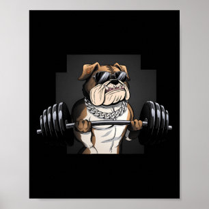 Poster Papa musculation fitness culturisme rat bouledogue