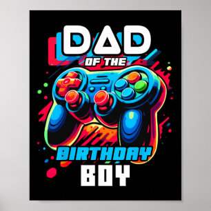 Poster Papa Of The Birthday Boy Matching Video Game Birth