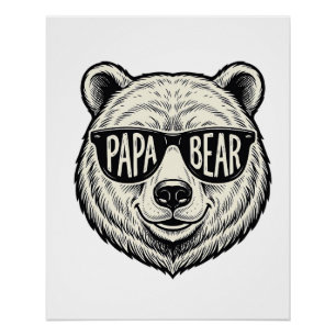 Poster Papa ours Lunettes de soleil Ours Tête Vector Desi