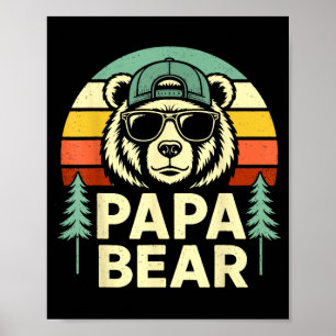 Poster Papa ours rétro papa père mari hommes drôle