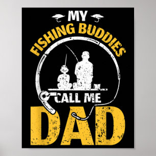 Poster Papa père fête des pères Mes copains de pêche m'ap