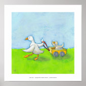Poster Papa - Père papa canard bébé en wagon art amusant (Devant)