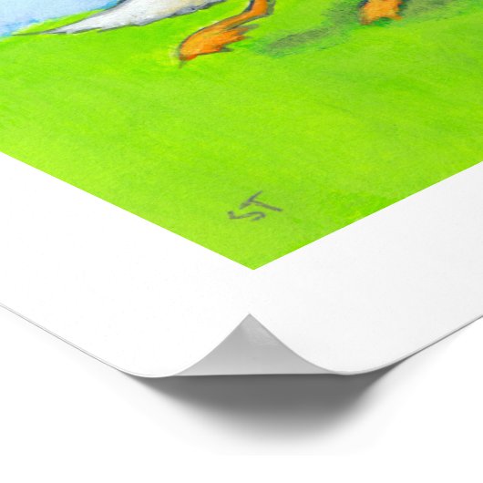 Poster Papa - Père papa canard bébé en wagon art amusant (Coin)