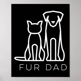 Poster Papa Pet Lover Chat Chien Papa Mari Fantaisie Père
