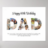 Poster Papa Photo Collage Fête des pères découpée Anniver (Devant)