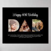 Poster Papa Photo Collage Fête des pères découpée Anniver (Devant)