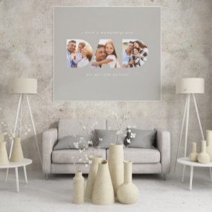 Poster Papa photo typographie moderne enfant cadeau gris