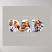 Poster Papa photo typographie moderne enfant cadeau gris (Devant)