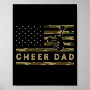 Poster Papa Pom-Pom Camo Drapeau Américain Supporteur de 