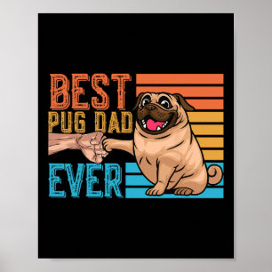 Poster Papa Pug Papa de la fête des pères Pug