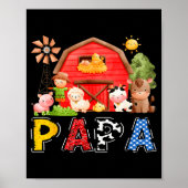 Poster Papa Red Farm Cow Birthday Boy Matching Family Par (Devant)