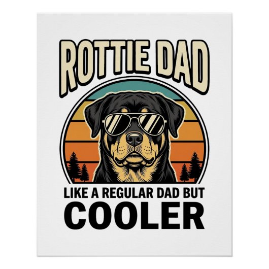 Poster Papa Rottie comme un papa normal mais design plus (Devant)