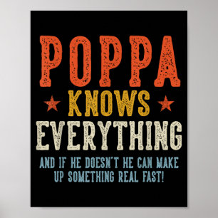 Poster Papa sait tout fête des pères rétro vintage 