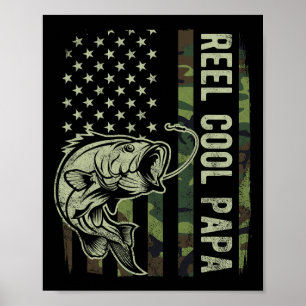 Poster Papa Super Chouette Camouflage Drapeau Américain F