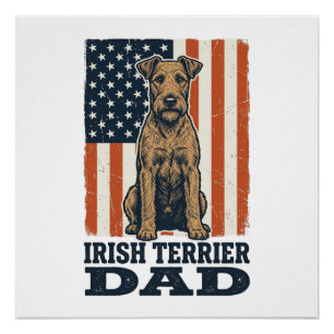 Poster Papa Terrier Irlandais Patriotique Vintage