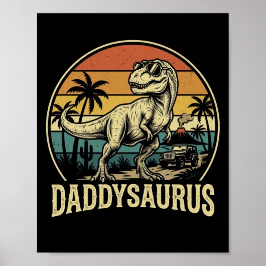 Poster Papa Trex Dinosaure Papasaurus Rétro Fête des Père (Devant)