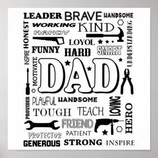Poster Papa Word Art, Papa Cadeau, Citations Drôle Papa