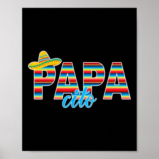 Poster Papacito Serape Mexicaine Sombrero Cinco De Mayo (Devant)