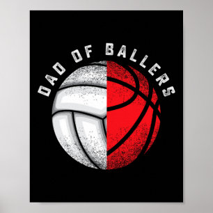 Poster Papas Ballers Drôle Cadeau Volley-ball Basketball