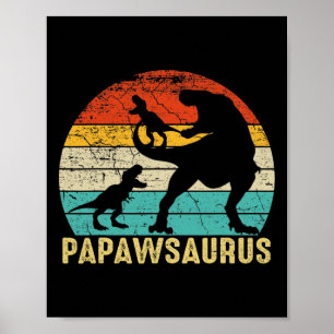 Poster Papawsaurus Rex Papaw Dinosaure 2 Enfants Fête des