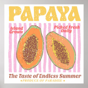 Poster Papaye Vintage Été
