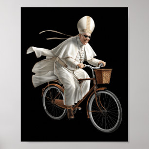 Poster Pape à vélo Bicyclette Église catholique Bible Écr
