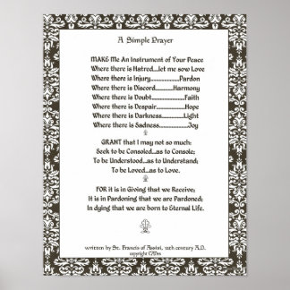 Poster PAPE FRANCIS=ST. PRIÈRE SIMPLE FRANCIS=Filigree