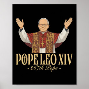 Poster Pape Leo Xiv Église catholique Dieu béni