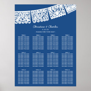 Poster Papel bleu Picado Mariage Carte de siège