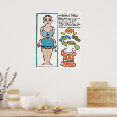 Poster Paper Doll, Woman Beach, France (Cuisine)