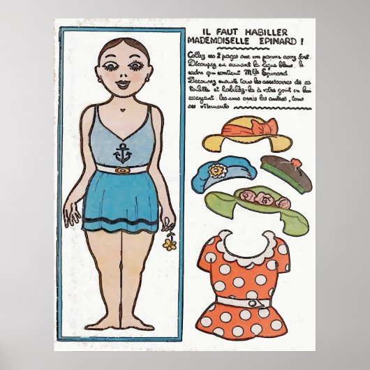 Poster Paper Doll, Woman Beach, France (Devant)