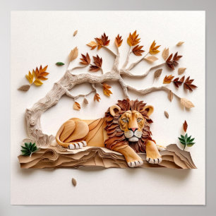 Poster Paper Quilling Lion Poster, Kids Room, Nursery