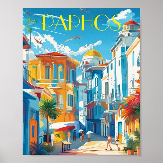 Poster Paphos City, Chypre visite souvenir (Devant)