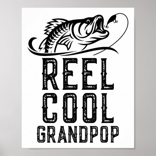 Poster Papi super cool de pêche à la bobine drôle rétro (Devant)
