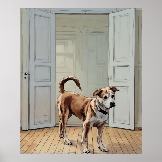 Poster Papier à coquelicot Cute Husky, Papier d'affiche d (Devant)