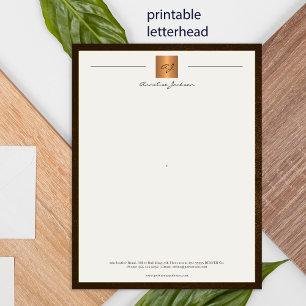 Poster Papier à lettres imprimable monogrammé moderne or