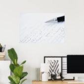 Poster papier blanc avec texte et un stylo (Bureau à domicile)