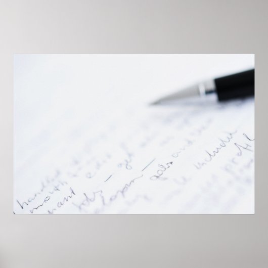 Poster papier blanc avec texte et un stylo (Devant)