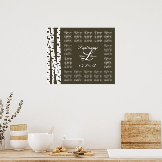 Poster Papier blanc Birch Trees Mariage Seing Chart (Cuisine)