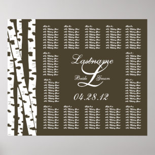 Poster Papier blanc Birch Trees Mariage Seing Chart