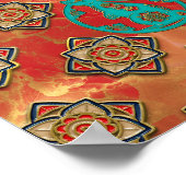 Poster Papier bleu Rabbit Rouge Or chinois Nouvel An (Coin)