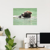 Poster Papier d'affiche 28x20 (Matte) avec ours grizzli (Bureau à domicile)