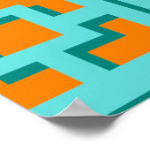 Poster Papier d'affiche rétro turquoise et orange (Matte) (Coin)