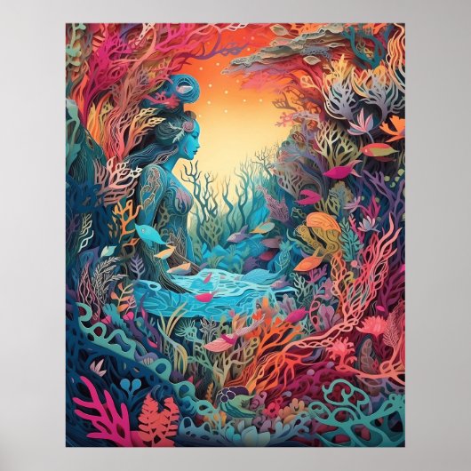 Poster Papier d'art 3D Mermaid (Devant)