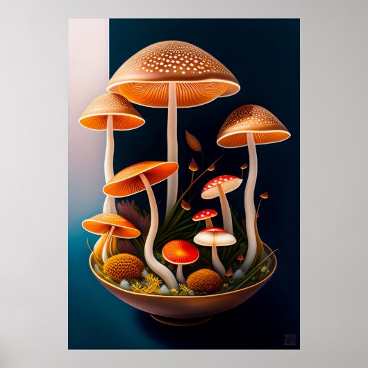 Poster Papier de peinture de champignons (Devant)