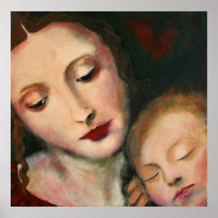 Poster Papier de toile mère et enfant