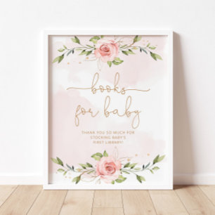 Poster Papier doré rose floral pour bébé Livres pour bébé