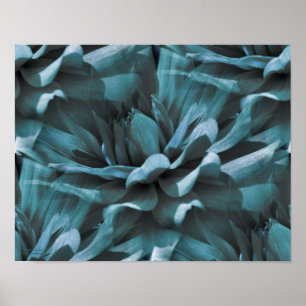 Poster Papier floral bleu dahlia carrelé
